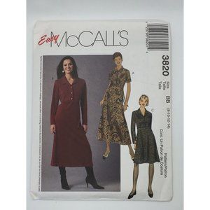 McCall's Easy 3820 Dress in 2 Lengths Size 8 10 12 14 Bust 31.5-36" New Uncut